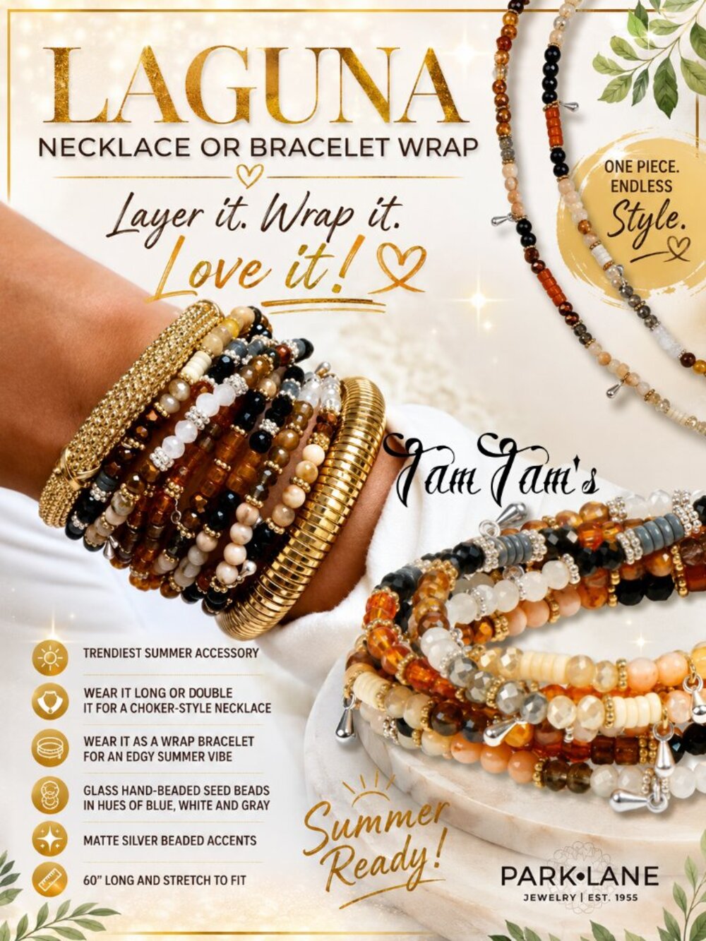 Park Lane Brown Laguna Bead Necklace